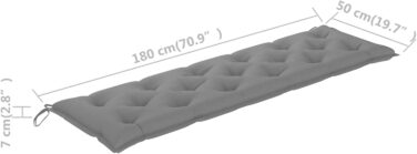 Садова лавка Tidyard Подушка для подушки Подушка для сидіння Подушка для сидіння для саду Лавка Садові меблі сіра 180x50x7 см Тканина