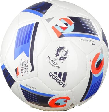 Чоловічий м'яч adidas Euro 2016 Mini, білий/яскраво-синій/нічний індиго, 1