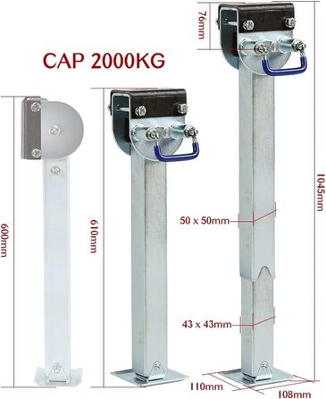 Важкий домкрат для причепа 2 шт. Ніжки стабілізатора падають вниз з пластиною 60 0 мм Паркувальні цинкові домкрати CAP 2000KGS. Кемпінг Rv. Опора для причепа - це деталі для підйому та опускання кожного