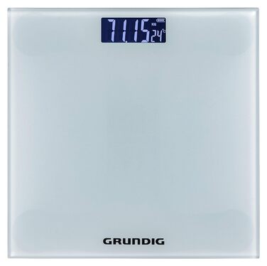 Цифрові ваги для ванної кімнати Grundig 180 кг - Ваги для тіла з градуюванням 50 грам - Ваги для людей з 2 одиницями виміру - Великий дисплей за шкалою Weigth з дисплеєм кімнатної температури - (білий)