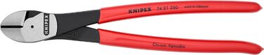 Діагональні кусачки Knipex Kraft чорні атраментовані, з пластиковим покриттям 250 мм 74 21 250