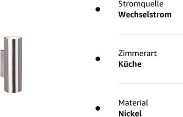 Торшер Trio Leuchten Marley 412400107, метал нікель матовий, ексклюзивна лампочка GU10 (настінний світильник 2-полум'я)