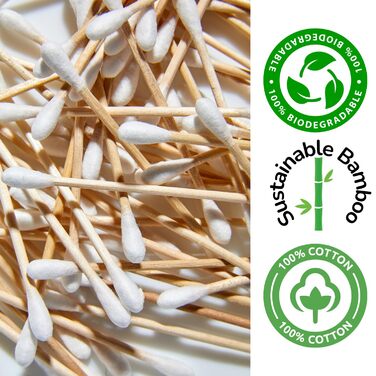 Бамбукові ватні палички GreenMingle 800 органічних бавовняних паличок Q-Tips Біорозкладані бавовняні беруші та компостовані бамбукові беруші упаковка без переробленого пластику