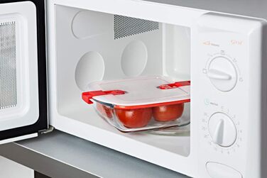 Скляні банки для зберігання їжі Pyrex 1451131 and Cook & Heat, квадратні, 1 л, з герметичною кришкою, можна використовувати в мікрохвильовій печі, 3 шт. и, прозорі 28,4 x 21 x 24,8 см Унікальні