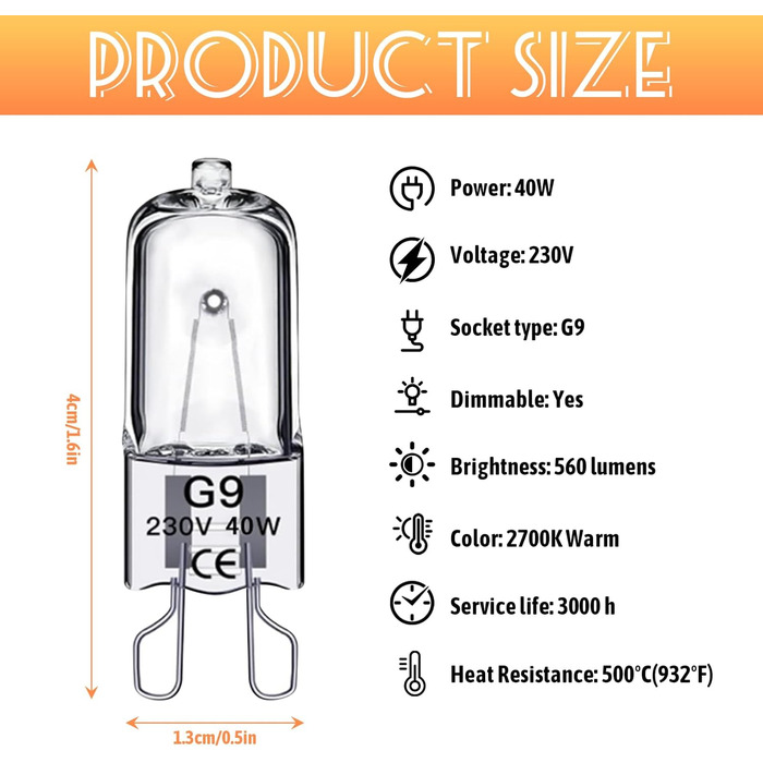 Лампа для духовки Skeadex 4 шт. G9 25W 230V, 2700K тепла біла лампочка для духовки до 300C термостійка, лампа для духовки та мікрохвильової печі (4 шт.)