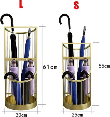 Підставка для парасольок ZLCHYJ YANXIR, підставка для парасольок Важкий, видовбаний металевий кошик для парасольок з гачком, для зберігання довгих і коротких парасольок, золото, 55 x 25 см/золото / 55*25 см