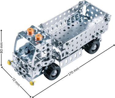 Металевий конструктор Eitech 00280 - Вантажівка-самоскид, будівельний автомобіль, вантажівка з самоскидом, 190 деталей, самоскид приблизно 17 см, будівельна іграшка для дітей віком від 8 років і старше