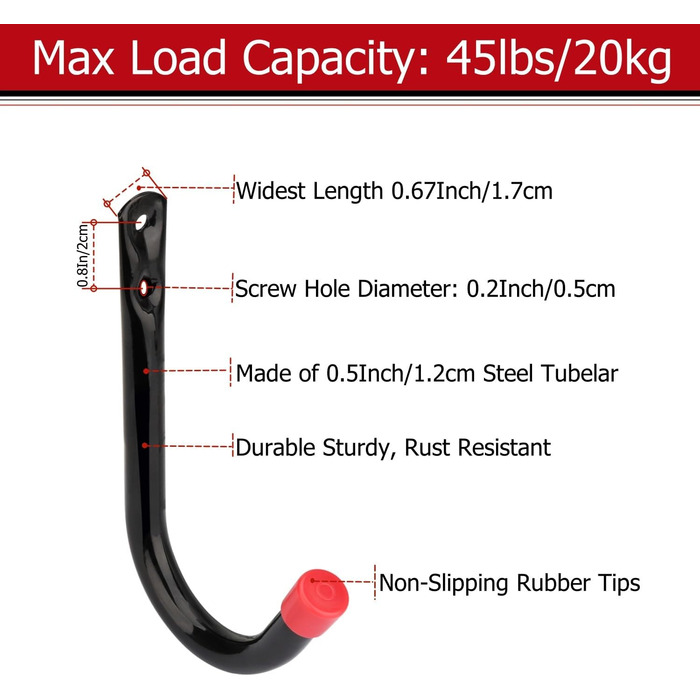 Надміцні гачки для зберігання в гаражі, J-подібні гачки для організації садового інструменту, сипучі предмети, 20 шт. 14,5 см x 9 см, 20 шт.