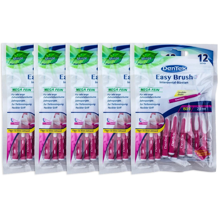 Щітки 2.0мм Mega Fine ISO 0, 5 шт., DenTek Easy Brush Interdental -