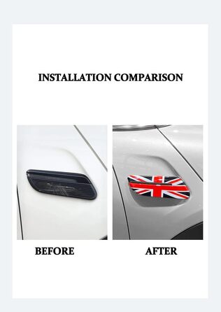 Бічна лампа Scuttle Light Pattern Fender Cap Чохол Сумісний з Mini Cooper F55 Hardtop F56 Hatchback F57 Covertible (Union Jack UK R, 2022)