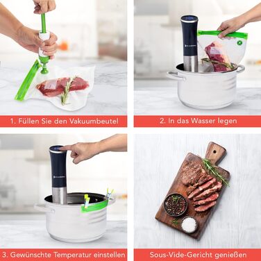 Плита KitchenBrothers Sous Vide Stick - Набір Souvide - Souvidestab - Плита Suvit - Souvidestab - Паличка Sou Vide - Плита Suvide - від 0 до 95 C, регулюється на 0,2 C - Функція таймера - будильник - 1200 Вт