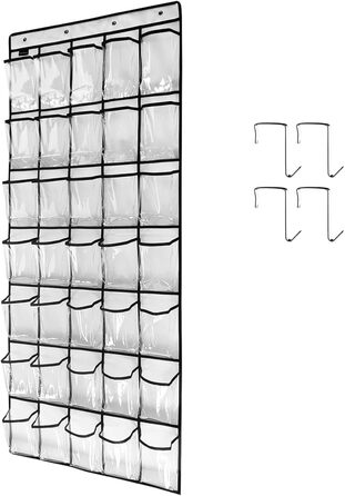 Багатофункціональна сумка для зберігання ванної кімнати, кухні, шафи, тримач для взуття, економія місця, над дверима, органайзер з 35 прозорими великими кишенями, підвісна сумка, взуття, безбарвна