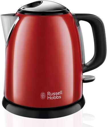 Чайник Russell Hobbs малий 1,0 л Кольори Нержавіюча сталь Червоний (2400 Вт, функція приготування під тиском, знімний фільтр від накипу, зовнішній індикатор рівня води, маленький туристичний чайник) Чайник 24992-70