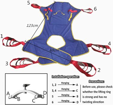 Туалетний строп, сітчастий слінг для пацієнта, допоміжні засоби для ходьби всього тіла, медичне підйомне обладнання, для медсестер, літніх людей, інвалідів, чотириточкові ремені безпеки для підйому всього тіла
