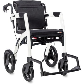 В 1 Rollator Walker Wheelchair Combo - Складне транспортне крісло - Rollator Wheelchair Combo - сучасний дизайн і максимальна підтримка (звичайна) звичайна Pebble White, 2.1 Pebble White - 2