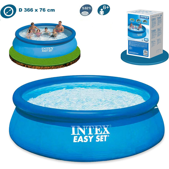 Басейн Intex Easy Set - надземний басейн, синій, 366 см x 366 см x 76 см