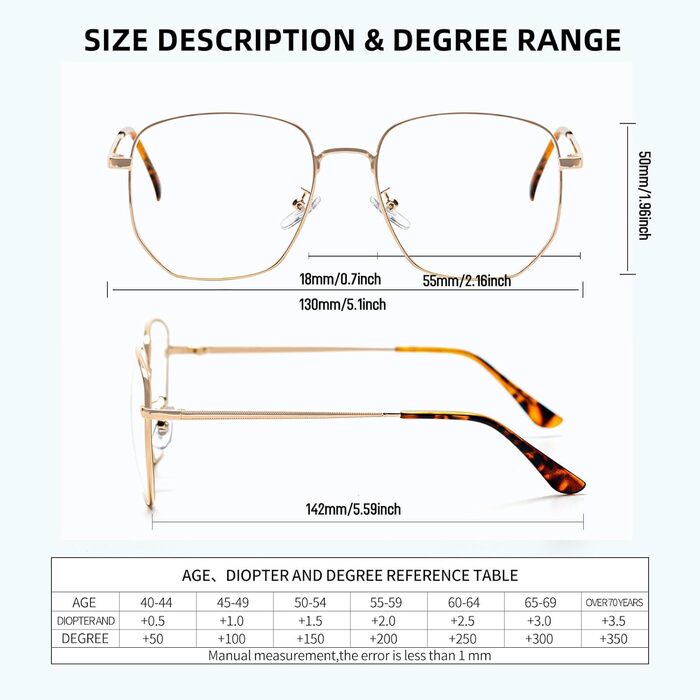 Модні великі металеві окуляри для читання для чоловіків і жінок, міцний великий комп'ютерний зчитувач, що блокує синє світло, комп'ютерні окуляри проти втоми очей Presbyopia Окуляри проти втоми очей Gold-38 1,5 діоптрії