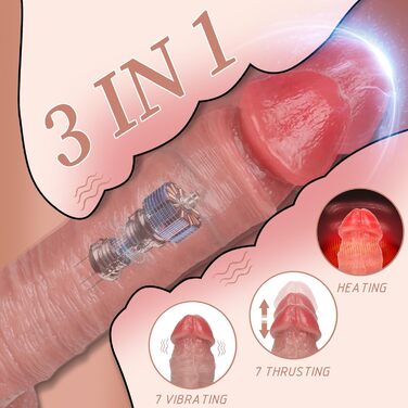 Реалістичний фалоімітатор секс іграшка для жінки - анальний фалоімітатор вібрація з підігрівом, 7 режимів тяги та вібрації вібратор пеніса секс-іграшки для пар чоловіків соло діло півень