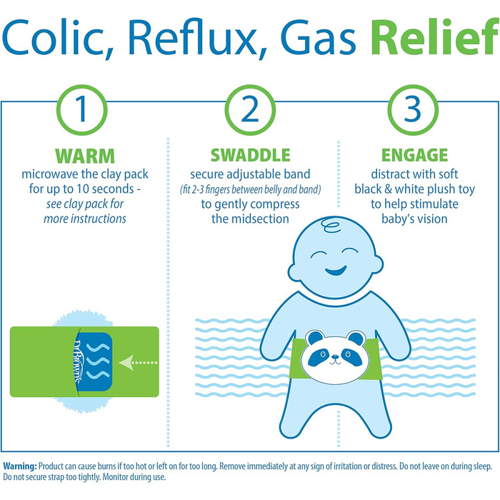 Пояс для захисту немовлят від немовлят доктора Брауна для полегшення кольок, обгортання живота з підігрівом, пояс для дитячої шайби для полегшення газоутворення, природне полегшення для сердитого живота у немовлят і малюків, панда, панда 0-3 м, малюк 0-3 