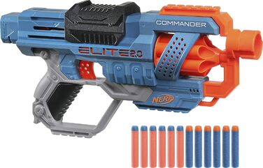 Бластер Nerf Elite 2 Commander RD-6, 12 дротиків Nerf, обертовий барабан на 6 дротиків, планки Tactical Rail, точки кріплення, 9485EU4