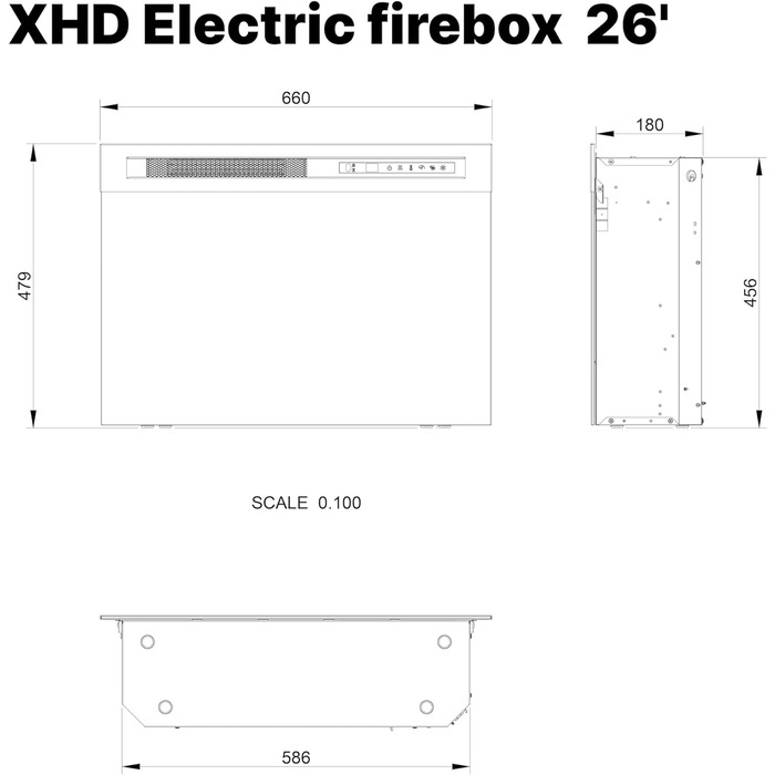 Електрична камінна топка Dimplex 211002 XHD28 Firebox 28 LED Lights - Запатентований ефект полум'я Optiflame - Пульт дистанційного керування в комплекті, чорний (26')