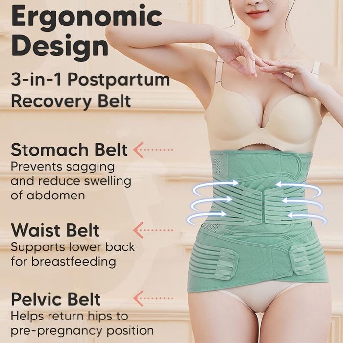 Післяпологовий пояс для відновлення після пологів, 2 in 1 Postpartum Belt for Women Belly/Waist/Pelvis Belt