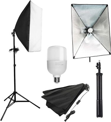 Набір фотостудії Softbox, набір фотостудії Abeatstudio 25 Вт LED Softbox, фотосвітло 50x70 см з лампочкою та штативом 5500K, фотолампа для портретної зйомки, потокової передачі ігор, відеозйомки