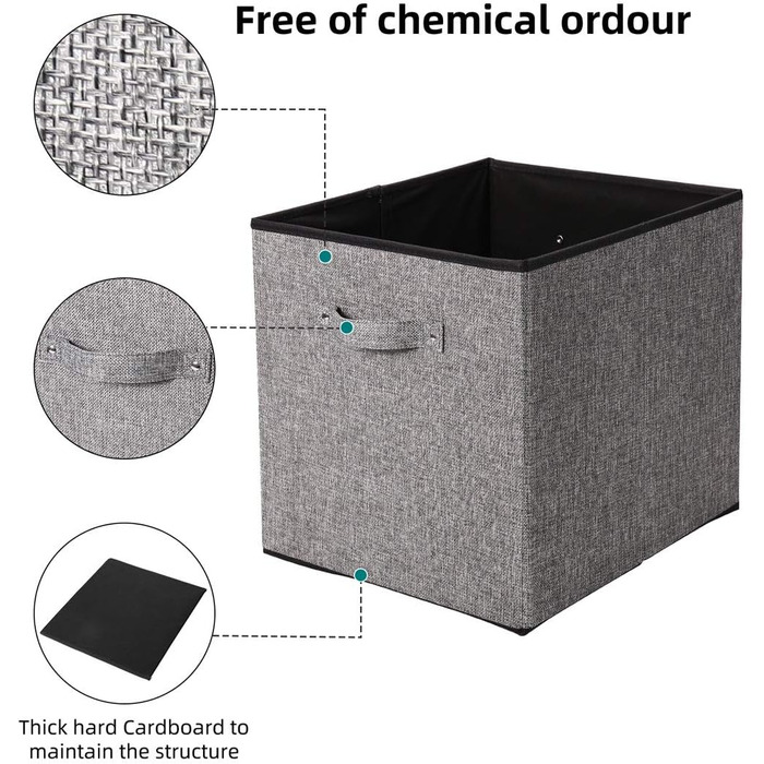 Складні ящики для зберігання Набір з 4-х тканинних органайзерів-кубів з ручками для полиці куба для дому, офісу, дитячої кімнати тощо 33x8x33 см'