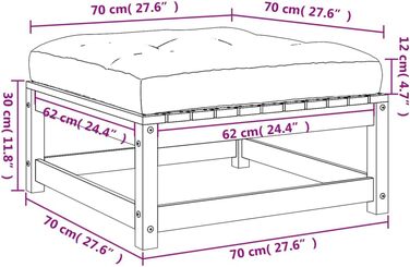 Садовий табурет Homgoday з подушками Масивна деревина Сосна Пуф для ніг Дерев'яний табурет Балкон Садові меблі для балкона Садова тераса