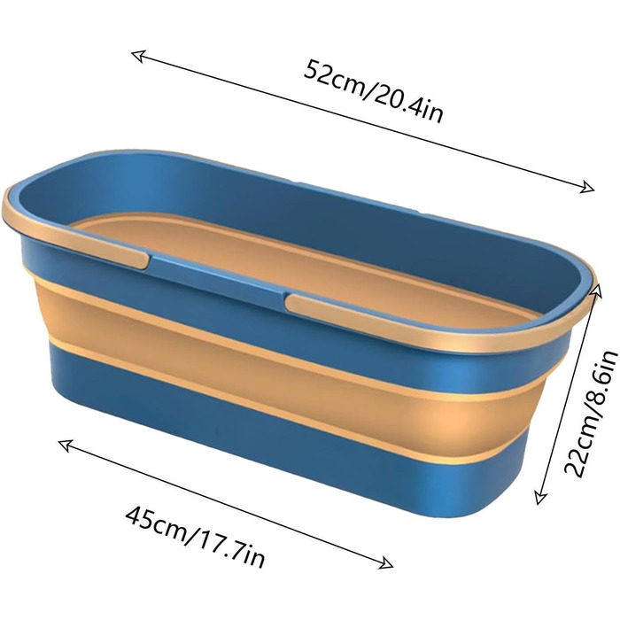 Розбірне відро з 2-ма ручками для миття плоскої швабри Розбірне відро великої місткості Міцне, розбірне силіконове відро для води Складане відро для швабри для зовнішнього використання синьо-коричневе