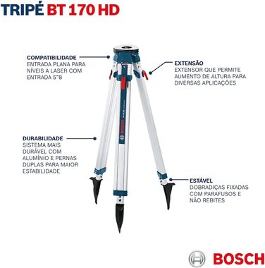 Будівельний штатив Bosch Professional для лазерів і нівелірів BT 170 HD (висота 107-165 см, різьба 5/8')