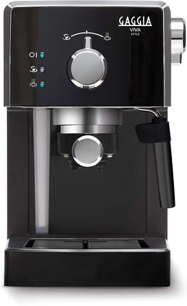 Ручна еспресо-машина Gaggia RI8433/11 Viva Style, для меленої кави та стручків, 15 бар, 1 л, 1025 Вт, кавоварка Black Style