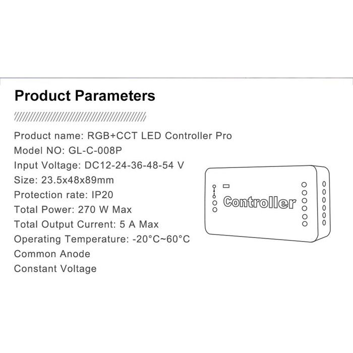 Контролер контролера GLEDOPTO ZigBee для світлодіодної стрічки RGBCCT WRGBWW для 12 В або 24 В протестовано з Philips Hue*, Alexa Echo Plus, Homee (серія RGB-CCT Pro)
