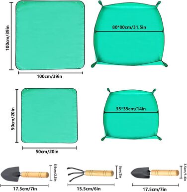 Килимок для пересадки 2 шт. Килимок для пересадки 100х100см 50х50см Килимок для пересадки Набір для пересадки 3 шт. Міні-садовий інструмент Садовий кіготь Маленький садівник Набір для пересадки сукулентів Розсада Зелений