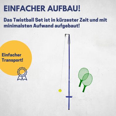 Найкращий спортивний набір твістболів у синьому кольорі I Круговий теніс для саду I 2 ракетки для тенісу та 1 м'яч для гойдання I М'яч на нитці з ракеткою I Садові ігри для дітей та дорослих