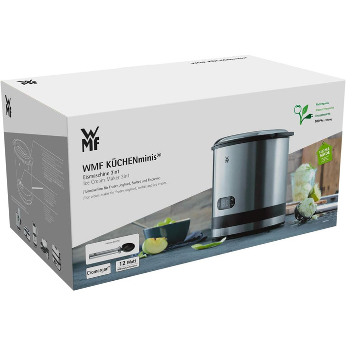 Морожениця WMF Kitchen Mini 3в1, льодогенератор для замороженого йогурту, сорбету та морозива, контейнер для морозильної камери 300 мл, 30-хвилинний час, машина для замороженого йогурту одинарна