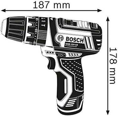 Акумуляторний комбінований дриль Bosch Professional 12V System GSB 12V-15 2x2.0 Ah у сумці