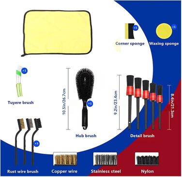 Набір для чищення автомобіля, детальний набір колісних щіток, губка, Duster, ганчірка, набір інструментів для миття двигуна, набір інструментів для чищення автомобіля для салону, екстер'єру, коліс