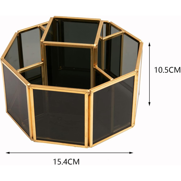 Поворотний тримач для щіток SLHEQING на 360 з 5 відділеннями, органайзер для макіяжу, коробка для зберігання косметики, скляний органайзер для краси, тримач для ручки та органайзер для столу чорний