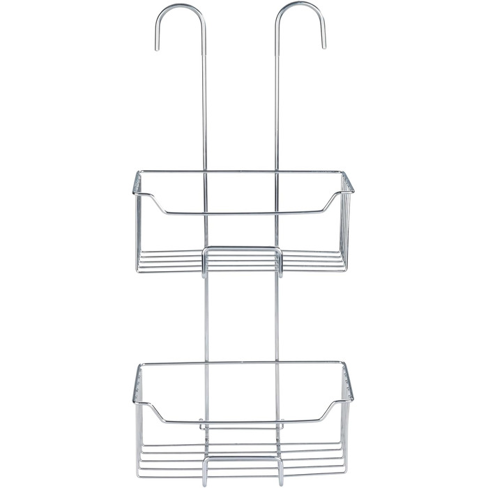Термостатичний душовий піддон WENKO Mod. Milo, 2 полиці, душова полиця для підвішування на кран, полиця з нержавіючої сталі (нержавіюча), 25 x 55 x 14 см, блискуче срібло 2 полиці