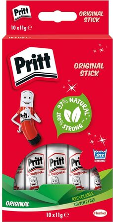 Клей-олівець Pritt Stick 1456072, твердий миється нетоксичний стандарт, 11 г 10 шт. 1 білий