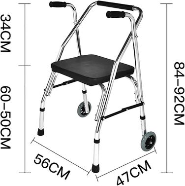 Легші, ходунки з 2 колесами, сидінням і підлокітником, регульовані по висоті ходунки з вертикальною милицею для людей похилого віку та дорослих
