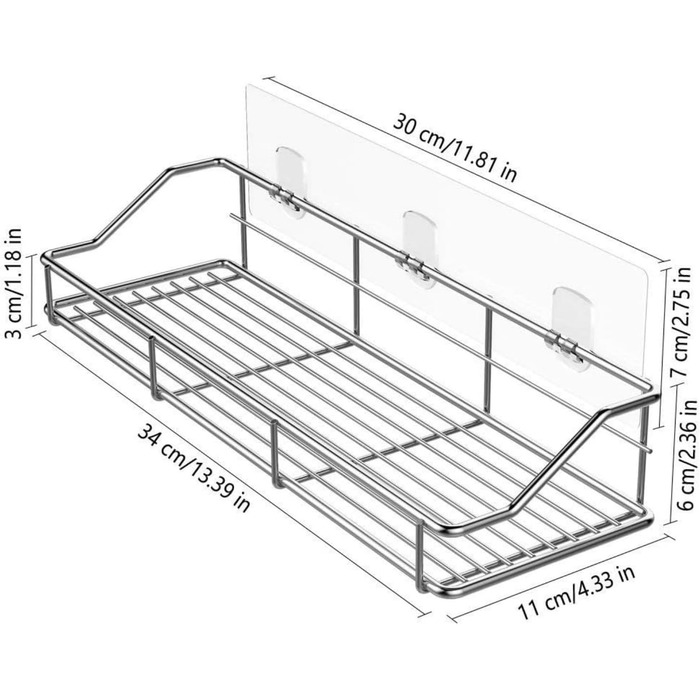Полка для душової кабіни для ванної кімнати самоклеюча Полка для душової кабіни для ванної кімнати Настінна полиця без свердління з нержавіючої сталі SUS304 - 2 шт.