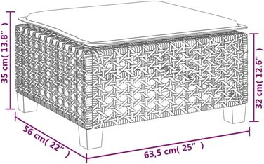 Табурет садовий з подушкою сірий 63.5x56x32 см Poly Rattan,365933