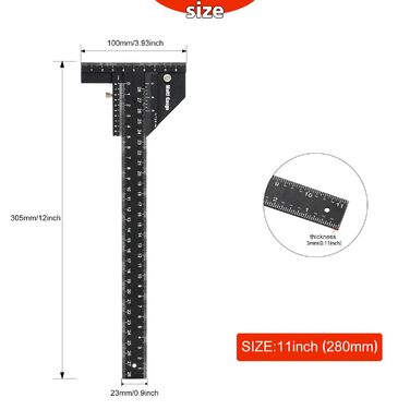 Лінійка розмічальна Sukudon, нержавіюча сталь Т-образної форми Лінійка для отворів Лінійка під кутом Лінійка для деревообробки Лінійка для нанесення написів Лінійка для нанесення написів з алюмінієвого сплаву Лінійка для нанесення написів Лінійка для стол
