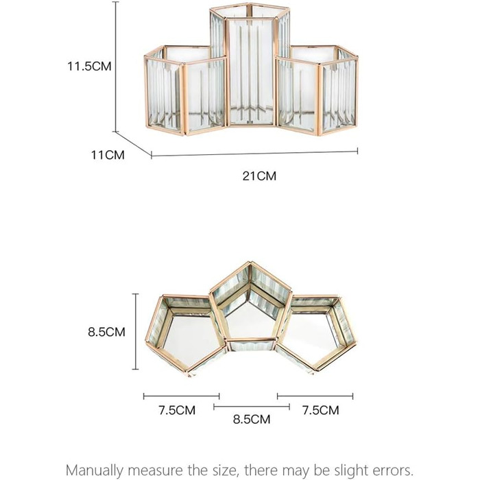 Тримач пензлика для макіяжу скло та латунь, вінтажний тримач для пензлика для макіяжу, контейнер для косметичної кисті, органайзер для косметики, для зберігання косметики, для комода, туалетний столик, золотистий