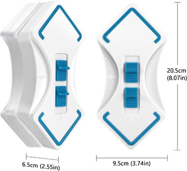 Магнітний засіб для миття вікон, склоочисник, регульований, двосторонній засіб для миття вікон, інструмент для чищення із захисною мотузкою, ромбовидної форми, 3-30 мм (8-30 мм)
