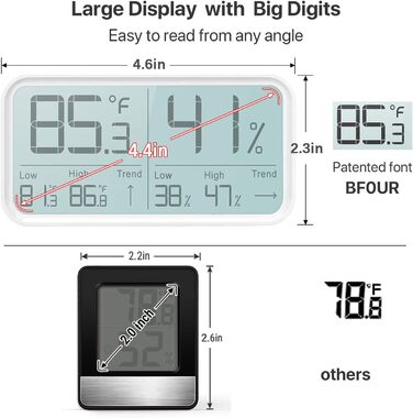Гігрометр для приміщень, цифровий термометр Гігрометр вологості Термогігрометр Вимірювач вологості Вимірювач кімнатної температури