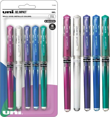 Ударні ручки Signo Gel Shock Pen, Bold Point (1,0 мм), в асортименті металеві, модні 5 шт. унків