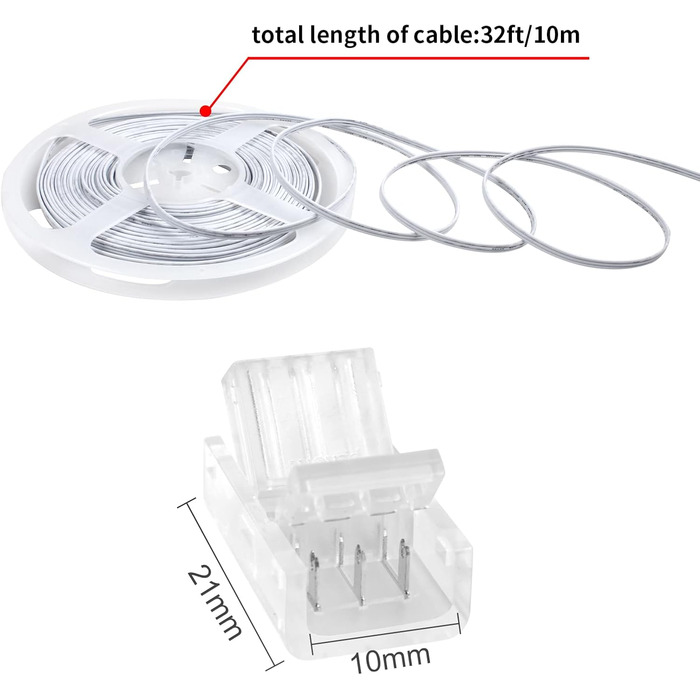 Ароїдний 10 шт. 3-контактний світлодіодний штекер для стрічки 10 мм і 10 м 3-контактний подовжувач Аксесуари для світлодіодної стрічки з викруткою для WS2811/WS2812B Світлодіодна стрічка 3-контактний комплект